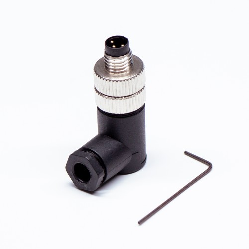 M8 Cable Assembly Plug Waterproof IP67 90 Degree Male Plug 3Pins Wireable Unshiled Connector