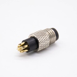 M8 Connector 6 pin Male Straight Male Overmolded Solder Cup Unshielded A code