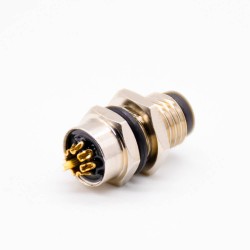 m8 connector 8pin male front mount a code straight