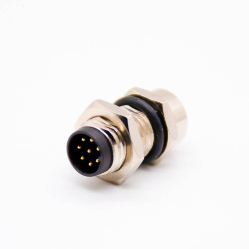 m8 connector 8pin male front mount a code straight