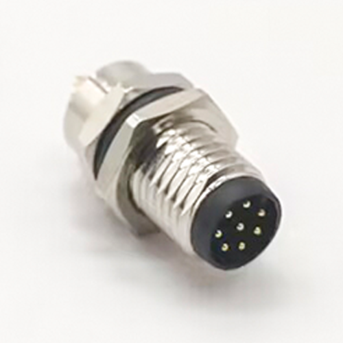 m8 connector 8pin male front mount a code straight