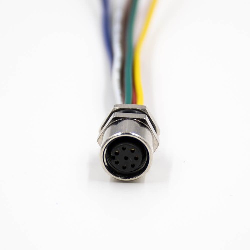 M8 Connector Cable 8Pin A Code Female Straight Shiled Rear Bulkhead Waterproof Panel Receptacles Wrie 26AWG 1M Solder Type