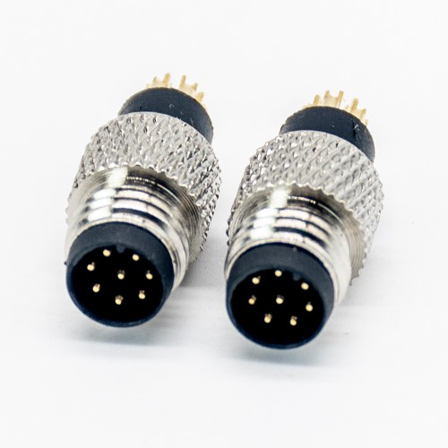 m8 Connector Male 8 pin Male Straight Overmolded Solder Cup Unshielded A code