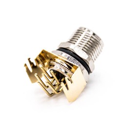 M8 Connector Right Angle 6pin Female A Code PCB Mount Front Mount With Gold-plated Bracket