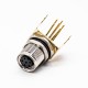 M8 Connector Right Angle 6pin Female A Code PCB Mount Front Mount With Gold-plated Bracket