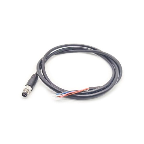 M8 Connector System Waterproof Straight Molding Cable A Coding 6 Pins Male Plug With 1M 24AWG Wire