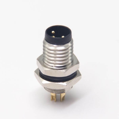 M8 Industrial Connector Straight 3 Pin Male Socket Solder Cup Bulkhead Back Mount Waterproof