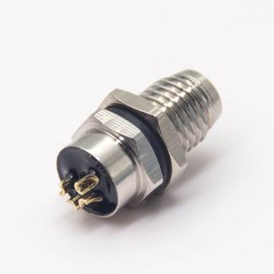 M8 Male Connector with Solder Cups 4 Pin Aviation Socket Waterproof Straight Panel Mount