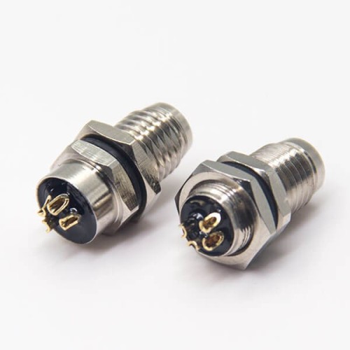 M8 Male Connector with Solder Cups 4 Pin Aviation Socket Waterproof Straight Panel Mount