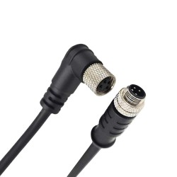 M8 Sensor Cable 4Pin Male Straight to Female Angled Overmolded Cable 1Meter Length AWG24