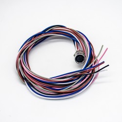 M8 Sensor Cable Socket Circular Wateproof Straight A Coding Back Mount 6 Pin Female Solder Socket With 1M 24AWG Wire