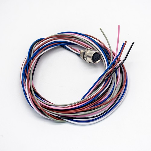 M8 Sensor Cable Socket Circular Wateproof Straight A Coding Back Mount 6 Pin Female Solder Socket With 1M 24AWG Wire