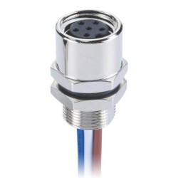 M8 Sensor Cable Socket Circular Wateproof Straight A Coding Back Mount 6 Pin Female Solder Socket With 1M 26AWG Wire