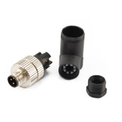 M8 Wireable Connector Plug Waterproof IP67 90 Degree Male Plug 4 Pins Assemble Unshiled Plug