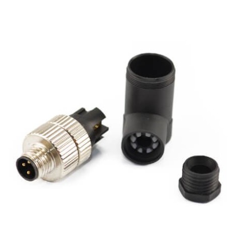 M8 Wireable Connector Plug Waterproof IP67 90 Degree Male Plug 4 Pins Assemble Unshiled Plug