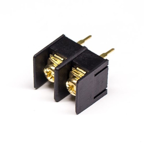 2 Position Barrier Terminal Block PCB Mount Straight Black