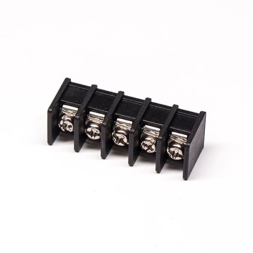 5 pin Terminal Block Connector Straight Through Hole Black Barrier Terminal