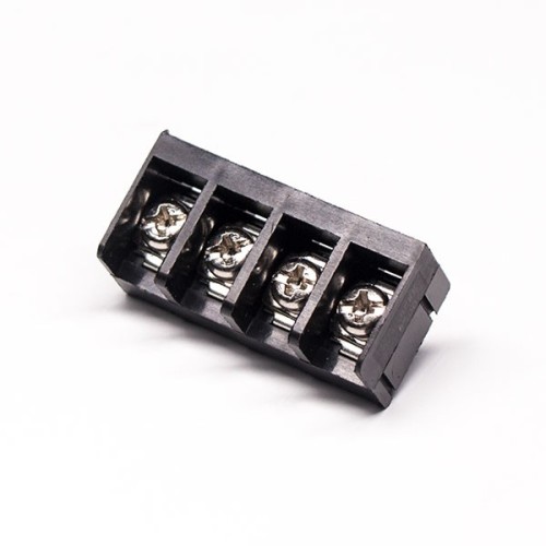 Barrier Terminal Block PCB Mount 4pin Black Straight Through Hole Connector