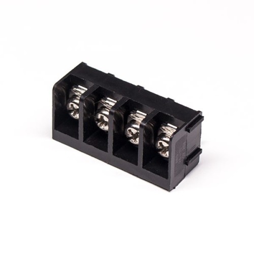 Barrier Terminal Block PCB Mount 4pin Black Straight Through Hole Connector