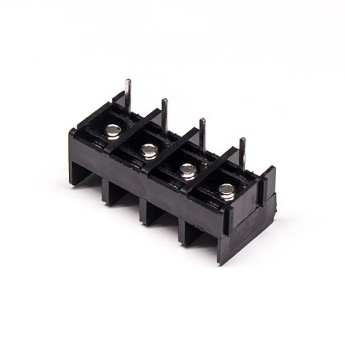 Barrier Terminal Block PCB Mount 4pin Black Straight Through Hole Connector