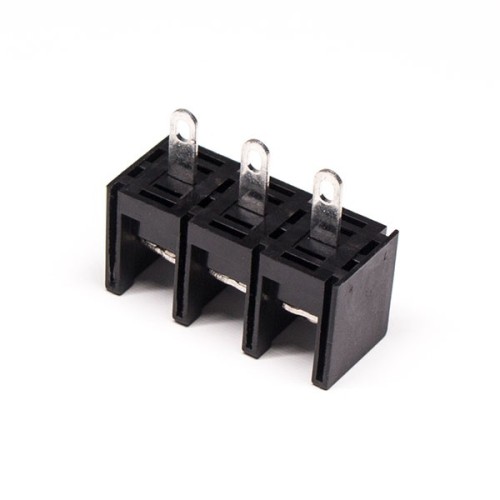 Barrier Terminal Block with Cover 3pin Straight Black Connector