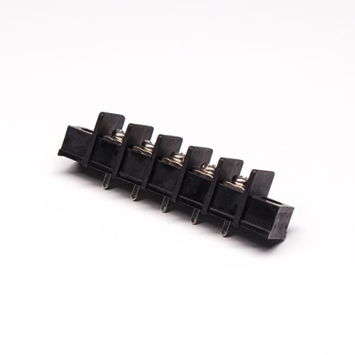 Barrier Tterminal Blocks Straight 5pin 2 Holes Flange Black Connector for Cable