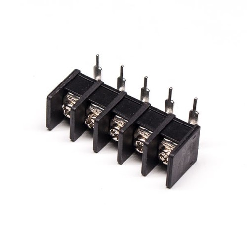 Right Angle Barrier Terminal Block 5pin Black PCB Mount Black Connector