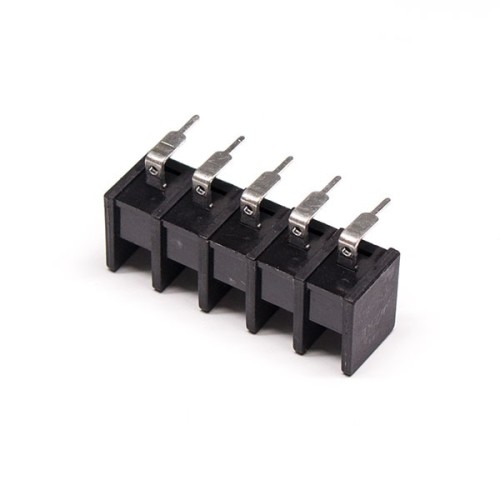 Right Angle Barrier Terminal Block 5pin Black PCB Mount Black Connector