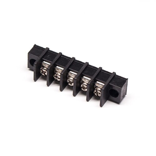 Terminal Barrier strip Current 5pin Straight Through Hole 2 holes Flange Black Connector