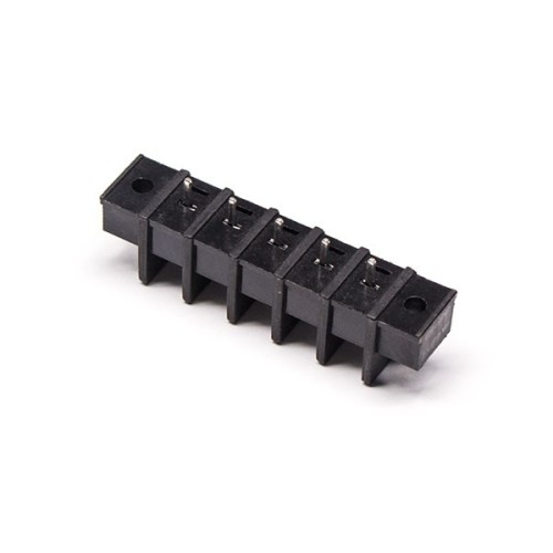 Terminal Electrical Barrier strip Block 5pin Black Straight 2 holes Flange Mounting