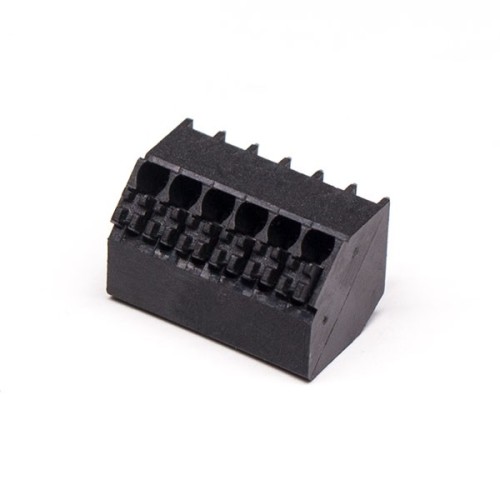 PCB Spring Loaded Terminal Block Black PCB Mount Straight Crimp Cable Connector