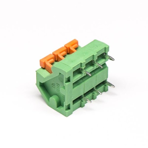 PCB Spring Terminal Blocks Green 6pin Straight Through Hole Connector