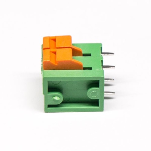 Spring Push Terminal Block 4pin Green Through Hole Straight Crimp Cable Connector