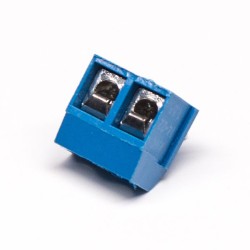 PCB Mount Screw Terminal Block Angled 2pin Through Hole Blue