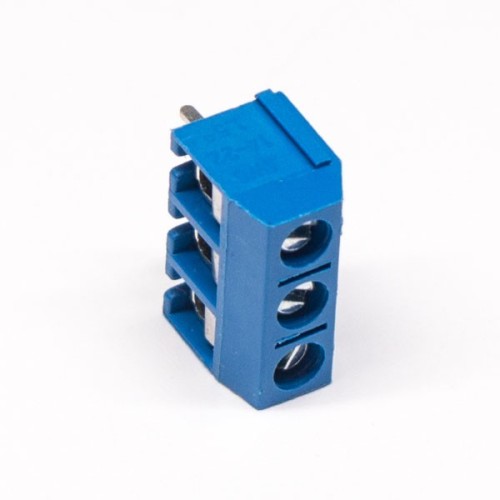 Terminal Block Connector Straight Blue for PCB Mount 3pin Through Hole