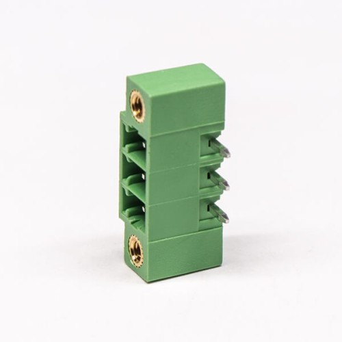 3 pin Terminal Block Connector Right Angle with 2 Screw Hole Green Pluggable Connector