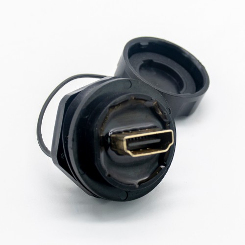 Waterproof HDMI female to female adapter 19pins Panel Mount HDMI connectors IP68 with Dust-cover