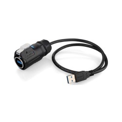 LP24-USB Series USB3 Male Plug IP67 Waterproof Data Connector 0.5M Cable