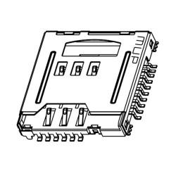 Micro SIM (6Pin) + Micro SD Card (8Pin) Holder MUP-M618