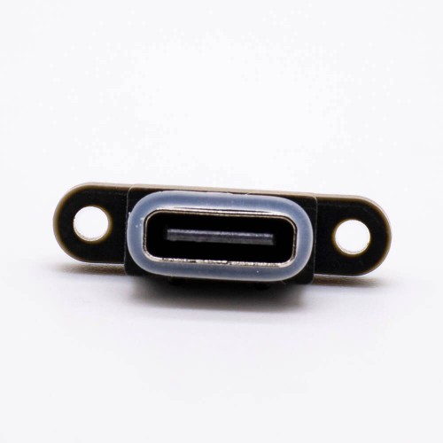 Waterproof USB C Connector IPX8 SMT 6 Pin With Waterproof Rubber Ring With holes