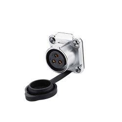 IP67 3 Pin Connectors Waterproof Plug and Socket Flange Receptacle with Dustproof Cap