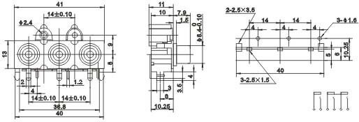 3Pin Srew RCA Connector Jack 90Degree for PCB Mount