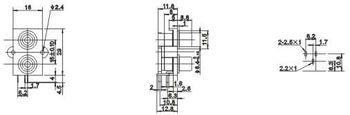 Female to Female RCA Connector Angled Socket for PCB