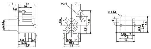 PCB Mouting RCA Coaxial Connector 90 Degree Black Female Horizontal