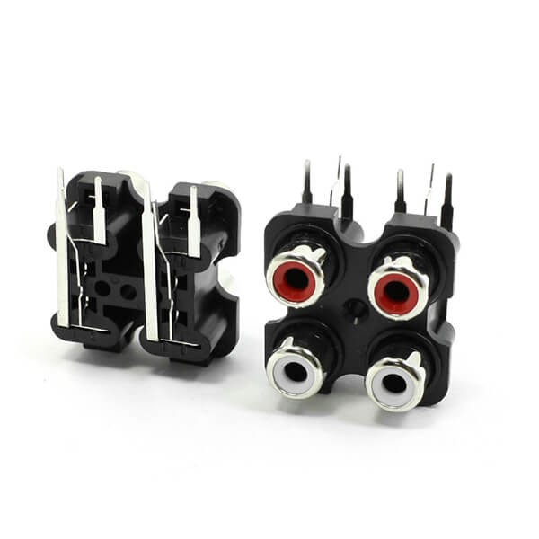 RCA Connector PCB Audio Video RCA Socket 4 Female Jack Connector Black