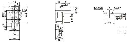 RCA Double Female Connector 75ohm Right Angle Socket