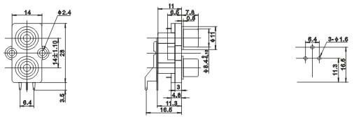 RCA Double Female Connector Nickel Plated Socket for Panel