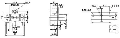 RCA Double Jack 90 Degree Female Socket Connector PCB Mount