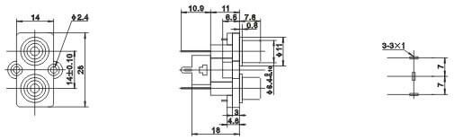 RCA Female Connector Straight for PCB