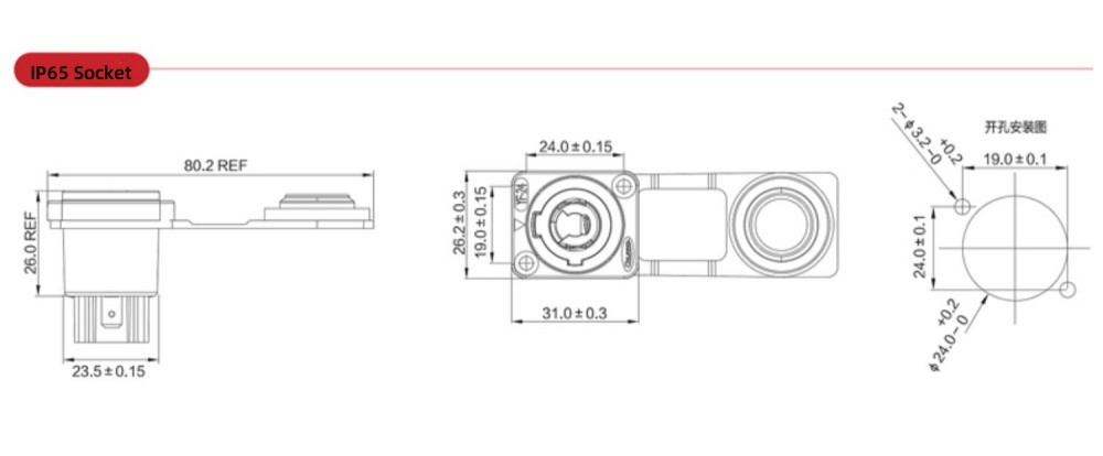 Nac3Fca Waterproof 20A Powercon Led Speakon Power Plug And Socket Panel Mount Adapter Ip65 True Locking Cable Aviation Connector